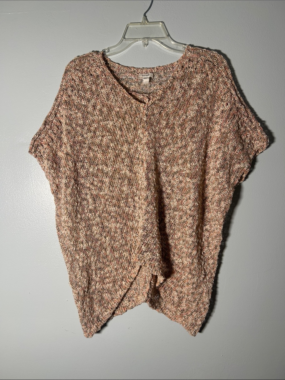 PureJill Relaxed Fit Textured Short-Sleeve Knit Sweater - Peach Multi